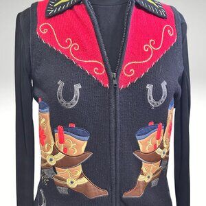 Very Rare Vintage Tiara International Western themed sweater vest - SIze Small